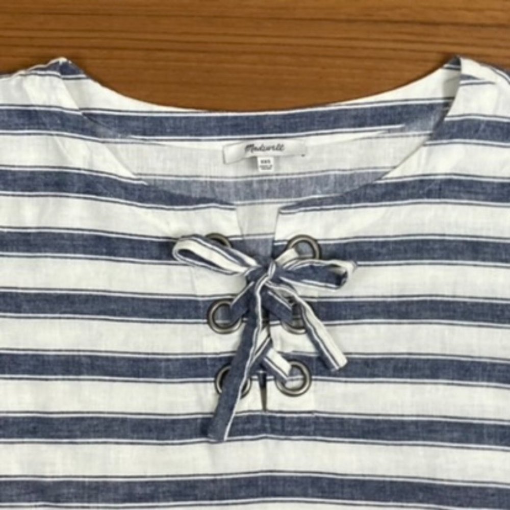 Madewell Striped Lace Up Top - XXS - Picture 7 of 7